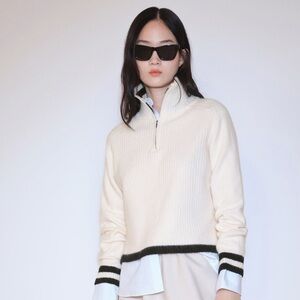 NWT Mango contrast striped sweater with half zip